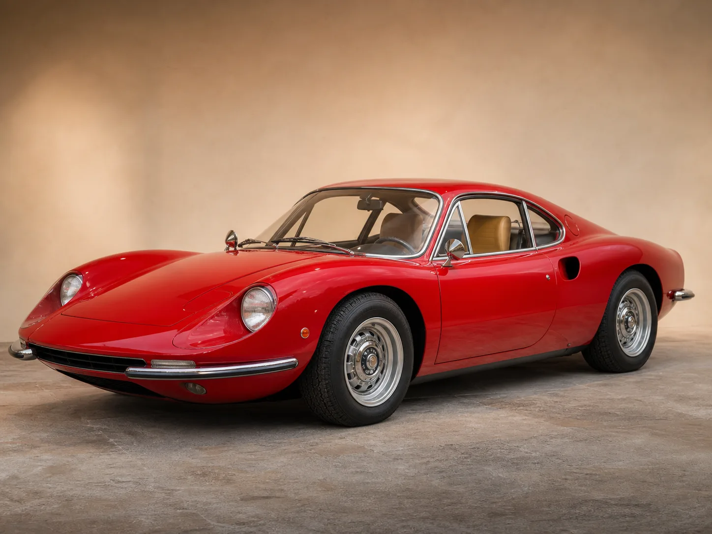 Ferrari 246 GT Dinoの雰囲気に合わせた赤いクラシックスポーツカー