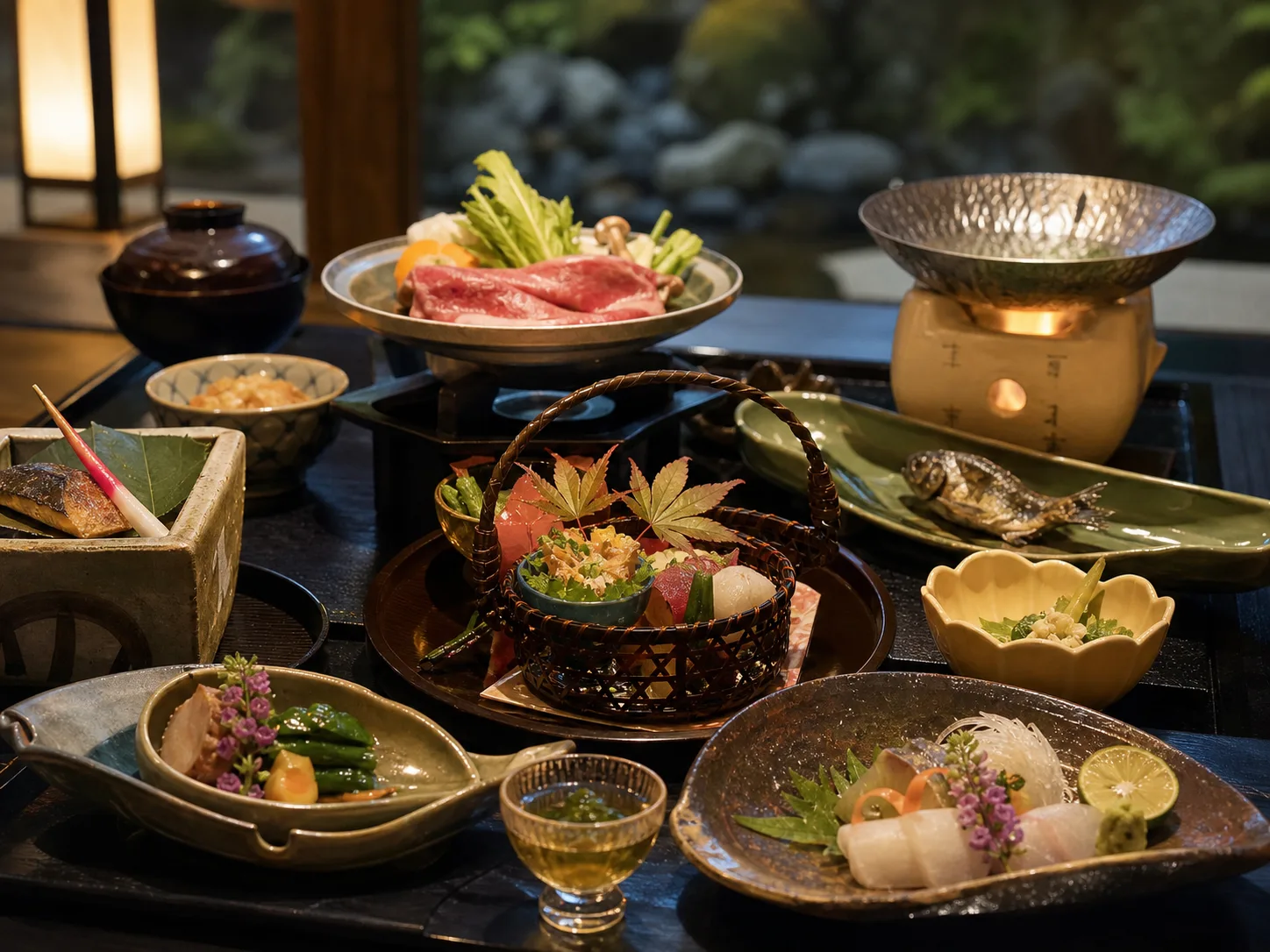飛騨の山の幸と川魚を盛り込んだ季節の懐石料理